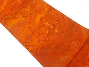 リサイクル　菱に華文模様織出し袋帯